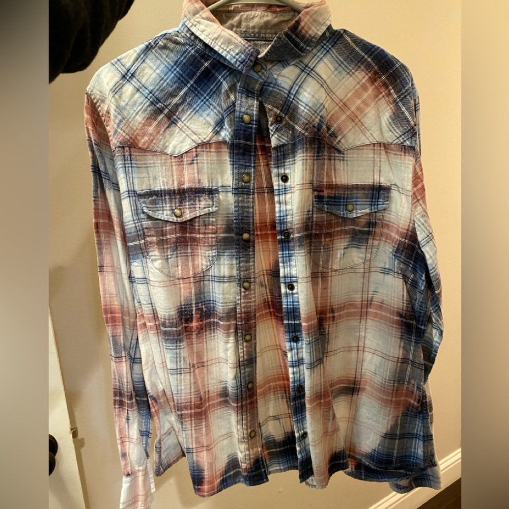 Pink and Blue Plaid Shirt